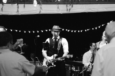 Stephen Goff leading a live wedding band